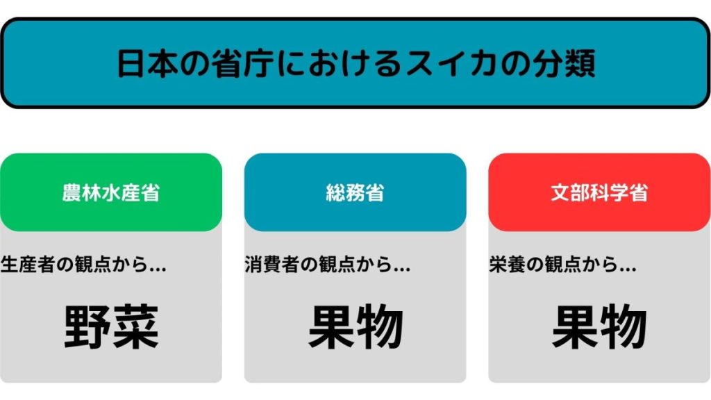 日本の省庁ごとにおけるスイカの分類